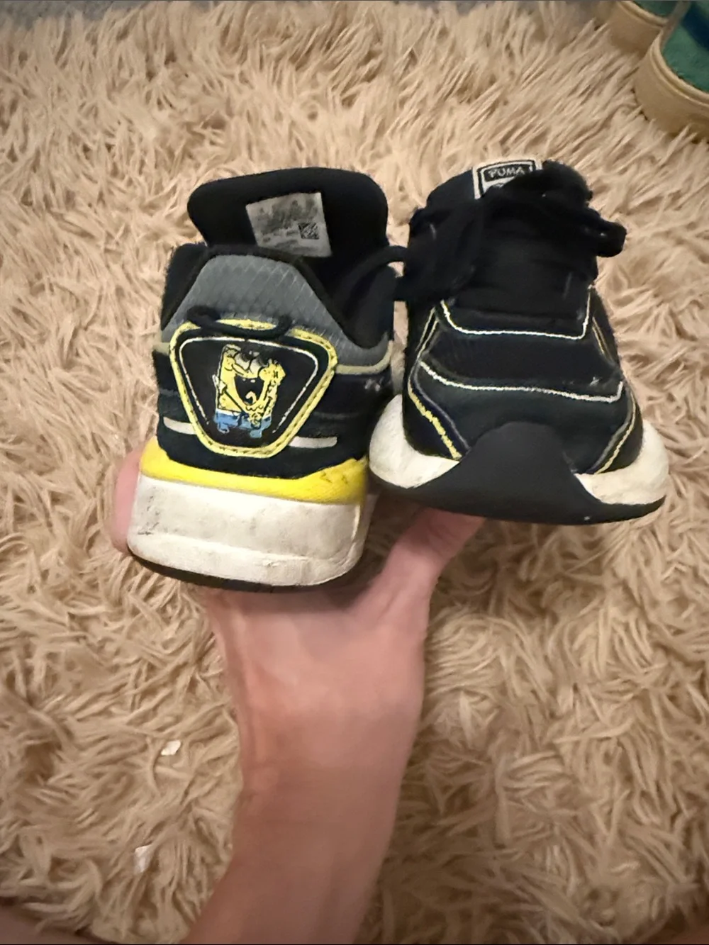 Puma Kids Black and Yellow SpongeBob Accent Sneakers